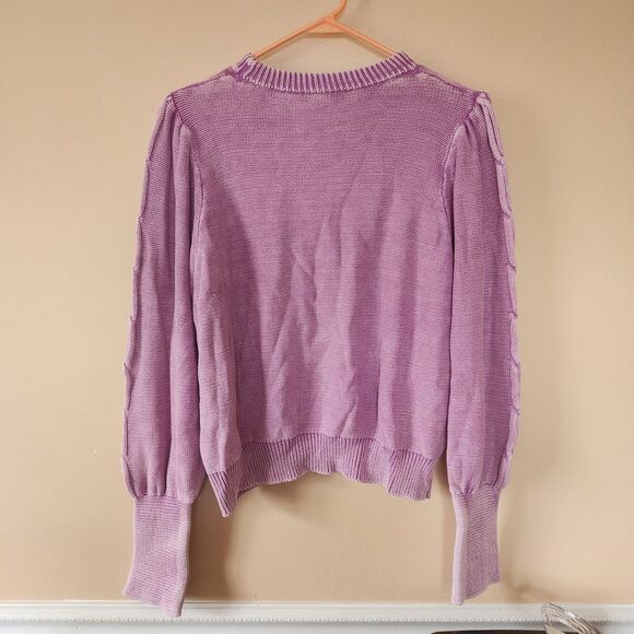Easel Sweater Womens Small Orchid Mineral Washed Peasant Blousy Top - Picture 3 of 11
